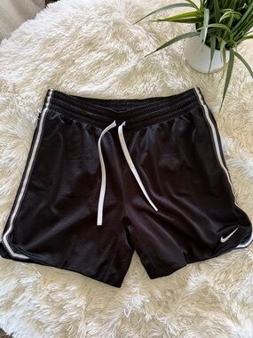 Nike Black Athletic Mesh Shorts with White Accents
